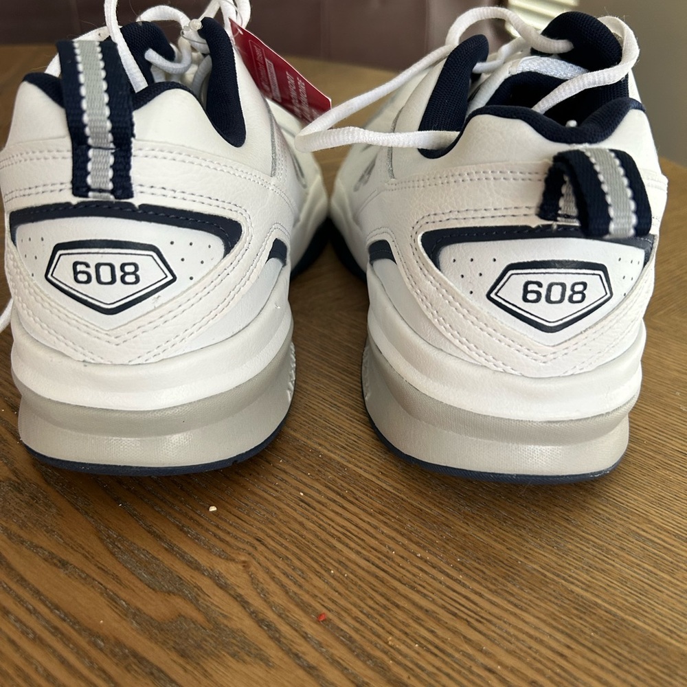 New Balance 608 Men's White and Navy Athletic Shoes - Picture 3 of 6